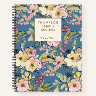 Stilvolles Vintage-Blumenmuster-Rezept Notizbuch