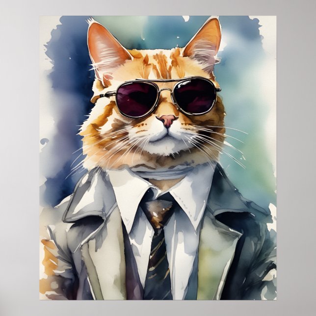 Stilvolles Visitenkarten-Poster, Filmstar Cat Poster (Vorne)