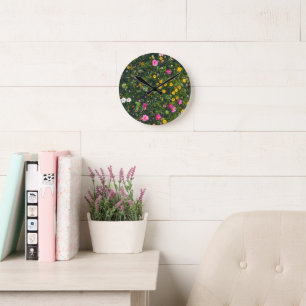 Stilvolles Wasserfarben-Blumenmuster Runde Wanduhr