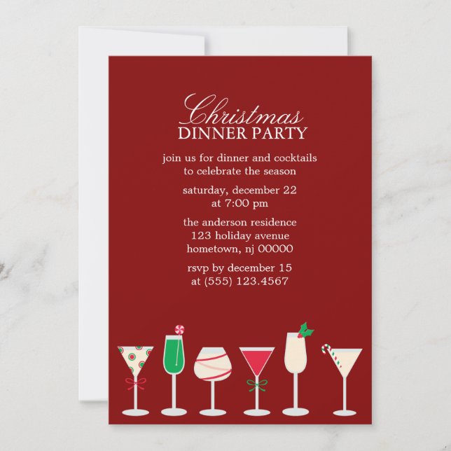 Stilvolles Weihnachtscocktail-Party Einladung (Vorderseite)