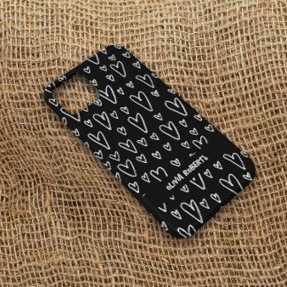 Stilvolles Weiß Chalk Herz Muster Personalisiert Case-Mate iPhone 14 Hülle