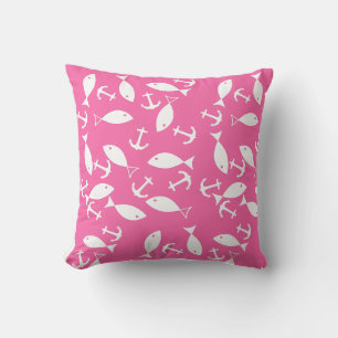 Stilvolles Weißes Fisch-Anker-Meeres-Themen-Dekoki Kissen