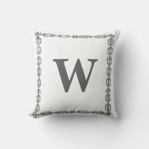 Stilvolles weißes schwarzes Monogramm-Buchstabenra Kissen