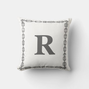 Stilvolles weißes schwarzes Monogramm-Buchstabenra Kissen