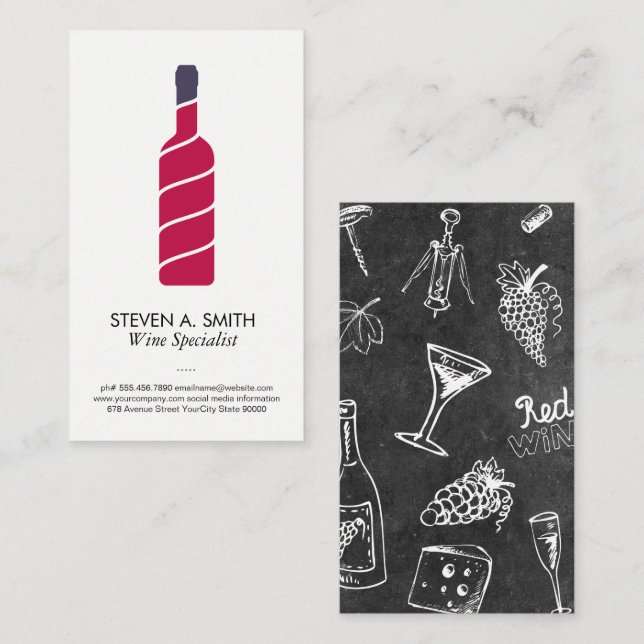 Stilvolles Wine Bottle Logo Visitenkarte (Vorne/Hinten)