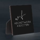 Stilvolles WLAN-Passwort-Zeichen schwarz Fotoplatte<br><div class="desc">Nie wieder müssen Ihre Gäste mit diesem eleganten WiFi-Passwort für das WiFi-Passwort gefragt werden. Das schwarze Plakatdesign ergänzt jede Dekoration und die weiße Schrift macht das Passwort leicht lesbar. Diese 5.25x5.25-Gedenktafel ist mit einer einfachen Einlage ausgestattet, um sie in Ihrer Zuhause, im Büro oder im Unternehmen leicht zu sehen. Passen...</div>