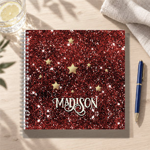 Stilvolles, wunderliches rotes schwarzes Glitter M Notizbuch