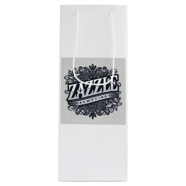 Stilvolles Zazzle Store-Logo Geschenktüte Für Weinflaschen (Vorderseite)