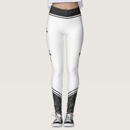 Stilweiss weiß mit schwarzem Blumen und Name moder Leggings