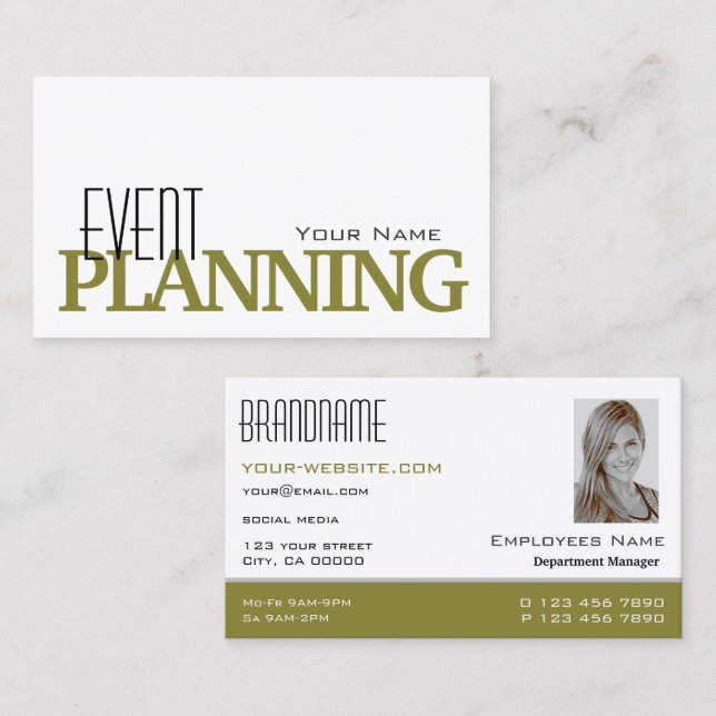 Stilweiss Weiß und Senf mit Beruflichem Foto Visitenkarte (Vorne/Hinten)