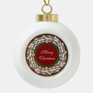Stilweiße Kleider auf Rot und Grün Streifen Keramik Kugel-Ornament