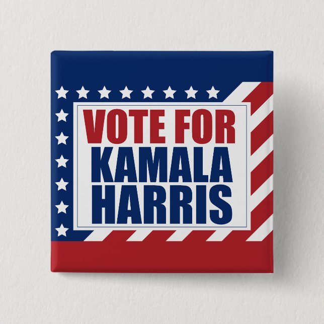 Stimme für Kamala Harris American Flag Button (Vorderseite)