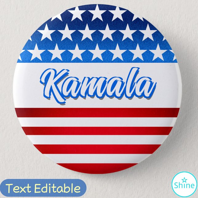 Stimme für Kamala Harris USA Personalisierter Text Button (Von Creator hochgeladen)