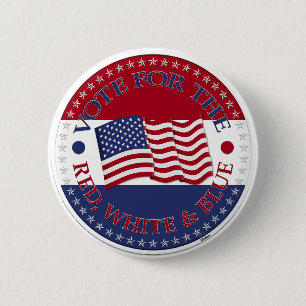 Stimme für Rot, Weiß und Blau mit USA-Flagge Button