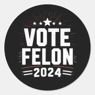 Stimme für verurteilten Trump 2024 Lustige Wahlsti Runder Aufkleber