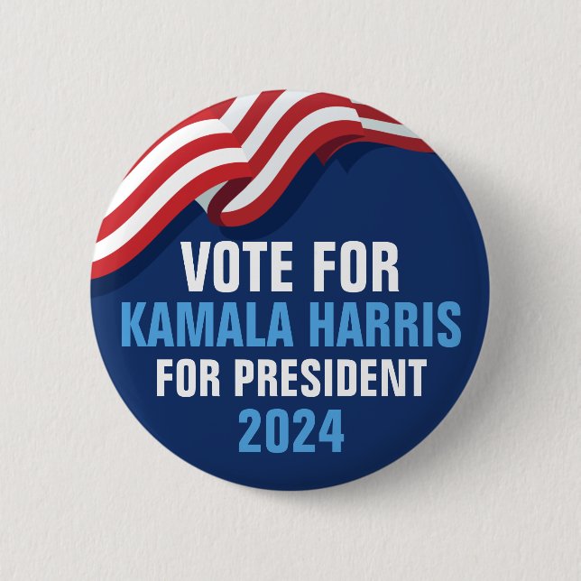 Stimme Kamala Harris für Präsident 2024 Blue Button (Vorderseite)