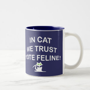 Stimme Katze mit weißem Text Zweifarbige Tasse