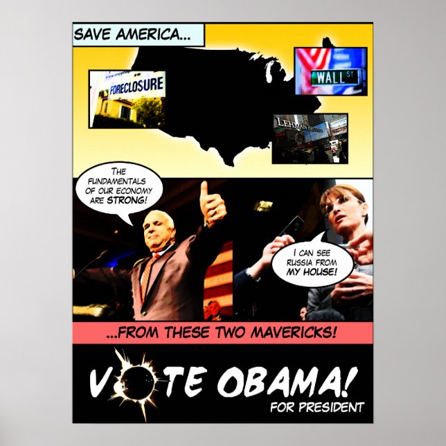 STIMME OBAMA! Comic für die Wahl Strip P.. - Indiv Poster (Vorne)