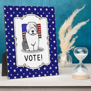Stimme! Old English Sheepdog Grau 1 Niedliche poli Fotoplatte