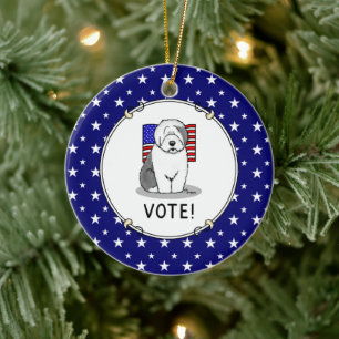 Stimme! Old English Sheepdog Grau 1 Niedliche poli Keramik Ornament