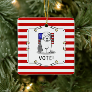 Stimme! Old English Sheepdog Grau 1 Niedliche poli Keramikornament