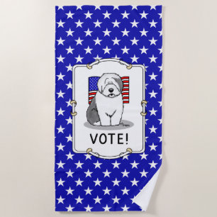 Stimme! Old English Sheepdog Grau 1 Niedliche poli Strandtuch