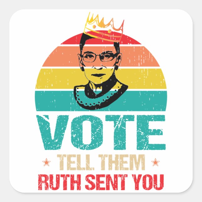 STIMME & Sagen Sie ihnen Ruth, berüchtigte RBG Quadratischer Aufkleber (Vorderseite)