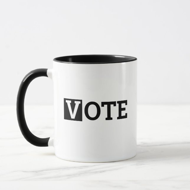 STIMMEN! Ein Wort-Designs Tasse (Links)