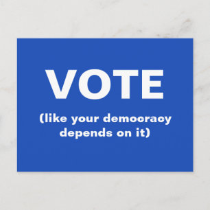 Stimmen, wie deine Demokratie von ihr abhängt blau Postkarte