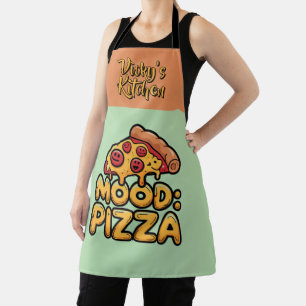 Stimmung: Pizza - Fun Cartoon Slice mit Happy Topp Schürze