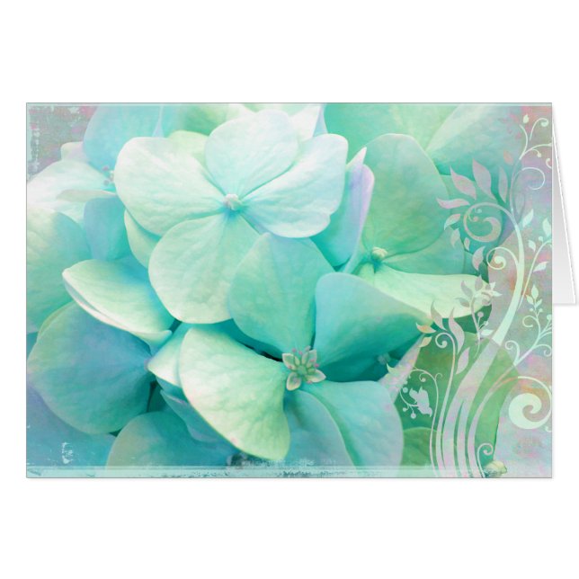 Stimmungskarte, Hydrangeas mint Grün, Aqua (Vorderseite (Horizontal))