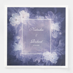 Stimmungsvoll Floral Indigo Lavendel Marmor Hochze Serviette