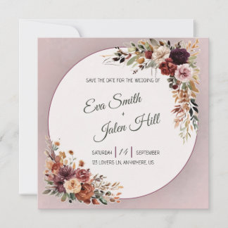 Stimmungsvolle Herbst-Blumen-Quadrat-Hochzeitseinl Einladung