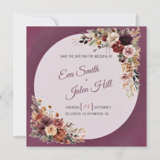 Stimmungsvolle Herbstdurchblumte Save-the-Date-Kar Einladung