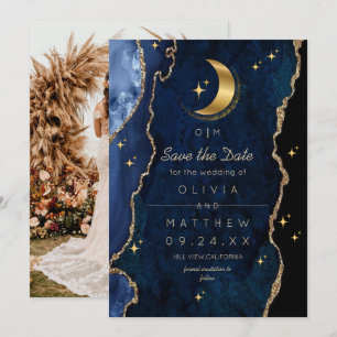 Stimmungsvolle Navy-Himmels-Foto-Save-the-Date Einladung
