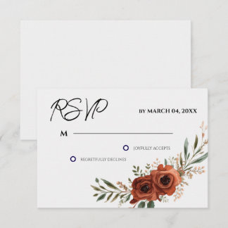 Stimmungsvolle Terrakotta-Floral-Boho-Hochzeits-RS RSVP Karte
