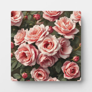 Stimmungsvolles rosa Rosengarten-Muster Fotoplatte