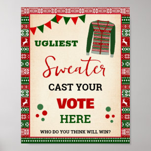 Stimmzettel für hässlichsten Weihnachtspullover Poster