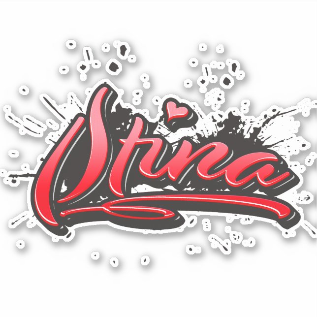 Stina red Heart Graffiti Aufkleber Sticker (Vorderseite)