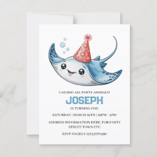 Stingray Birthday Party Einladung Pool Postkarte