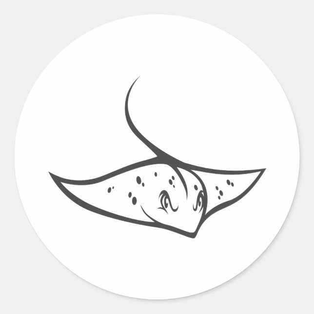 Stingray-Fisch in Schwarz und Weiß Runder Aufkleber (Vorderseite)