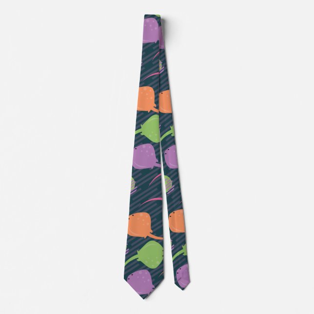 Stingray Fish Retro Pop Neon Abstrakt Krawatte (Vorderseite)