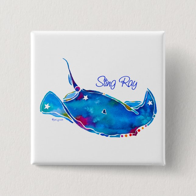 Stingray-quadratischer Button-Knopf Button (Vorderseite)