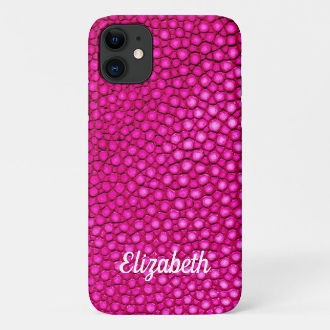 Stingray Skin Hot Pink Druckname Personalisiert Case-Mate iPhone Hülle (Rückseite)