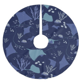 Stingray Underwater Blue Christmas Polyester Weihnachtsbaumdecke