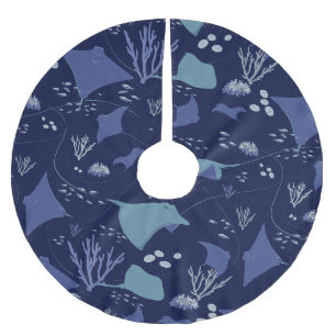 Stingray Underwater Blue Christmas Polyester Weihnachtsbaumdecke