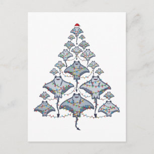 Stingray-Weihnachtsbaum-Santa-Hut-Weihnachtslichte Postkarte