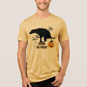Stink oder Leckerei Witzig Kackend Halloween-Hund Tri-Blend Shirt