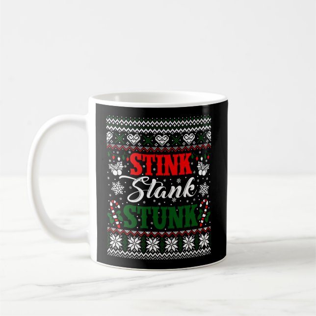 Stink Stank Stunk Funny Weihnachten Ugly Sweater Kaffeetasse (Links)