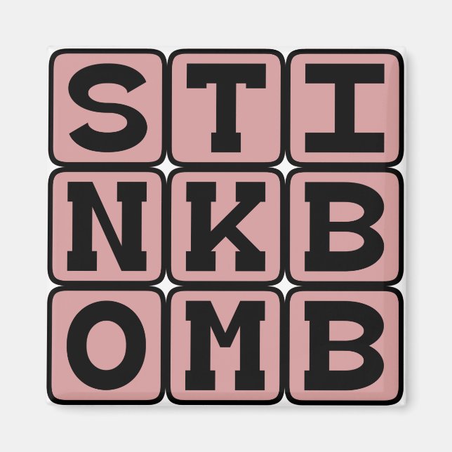 Stinkbombe, schmelziger Prank Magnet (Vorne)